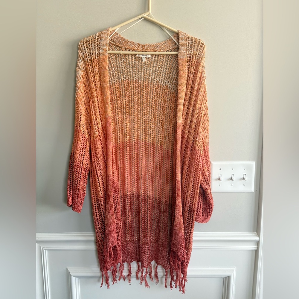 Maurice’s Ombre Open Stitch Cardigan Orange Size Small